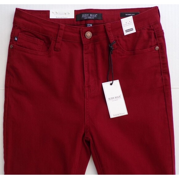 Judy Blue Jeans Pants Skinny Fit High Waist Wine Color JB88146 Size 7/28 NWT! - Picture 2 of 4
